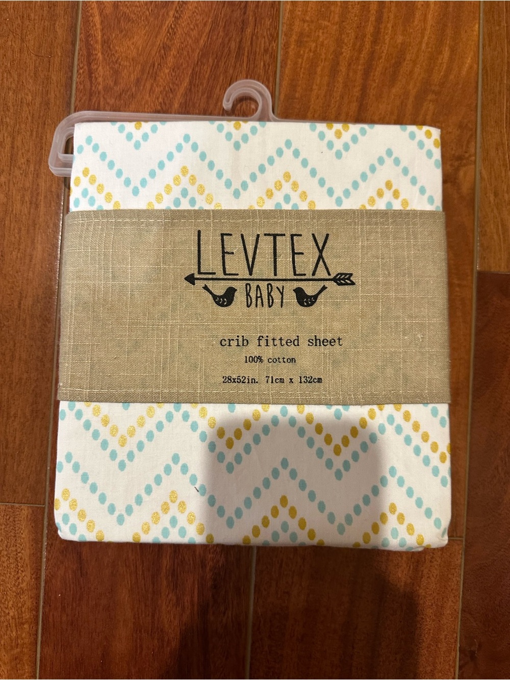 Levtex Baby Gold Dot Teal Fitted Crib Sheet, 100% Cotton